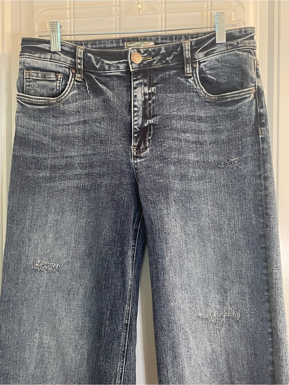 Kut from the Kloth High Rise “JEAN” Wide Leg Jeans Size 10 Distressed - Picture 2 of 6